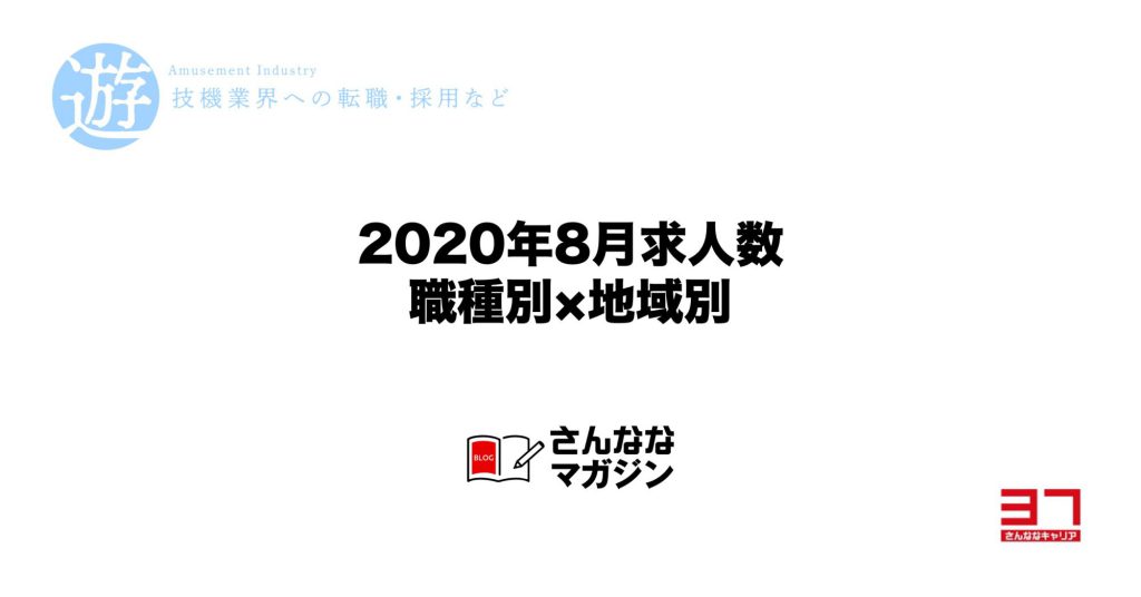 2020年8月の求人数（職種別 × 地域別）